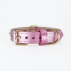 Leather Classic Pet Collar (Medium, Shine Pink)